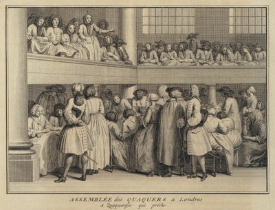 Mujer predicando en una reunión de cuáqueros en Londres de French School