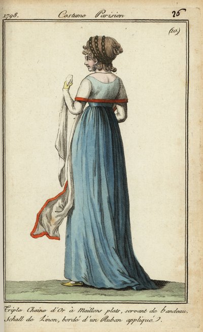 Mujer con chal transparente a la moda de 1798 de French School