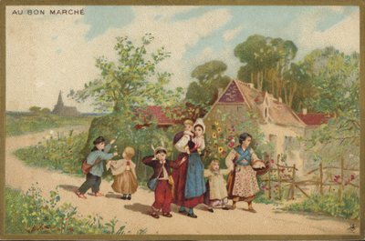Mujeres y niños caminando de French School