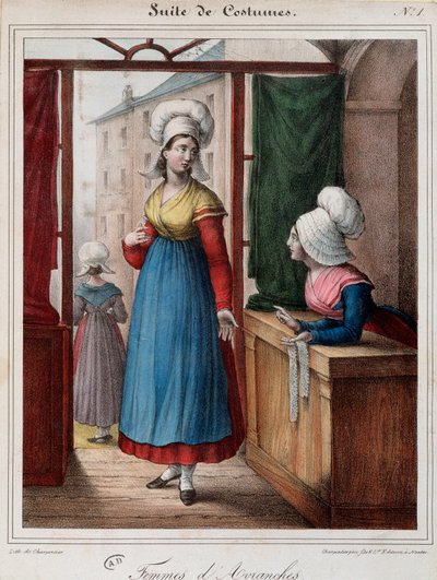 Mujeres de Avranches (Manche) - litografía de French School