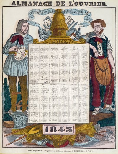 Calendario de trabajadores para 1843 de French School