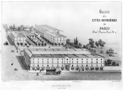 Barrio de viviendas obreras, 58 rue Rochechouart, París, c.1870 de French School