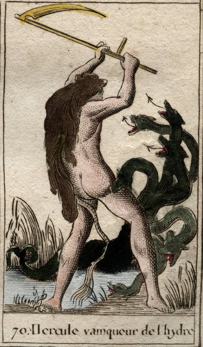 Trabajos de Hércules: "Hércules matando a la Hidra de Lerna". De "Mitología de la Juventud" de Pierre Blanchard 1803. de French School