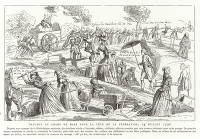 Trabajos en el Campo de Marte en preparación para la Fiesta de la Federación, París, Revolución Francesa, 14 de julio de 1790 de French School