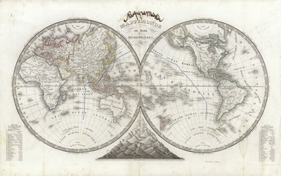 Mapa mundial en dos hemisferios de French School