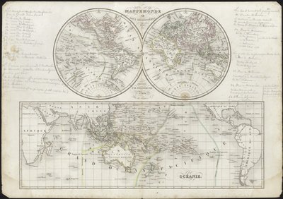 Mapa mundial en dos hemisferios de French School