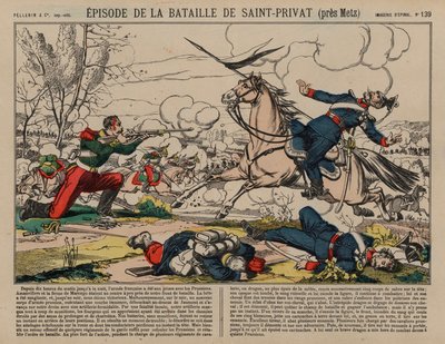 Dragón francés herido disparando a un lancero prusiano en la Batalla de Saint-Privat, Guerra Franco-Prusiana de French School