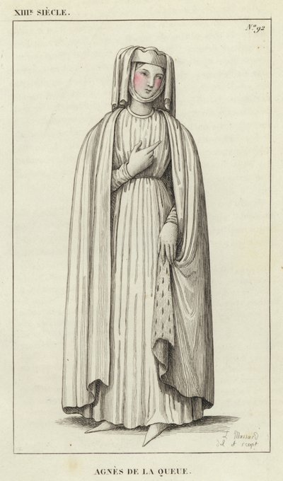 Siglo XIII, Inés de la Cola (grabado coloreado) de French School