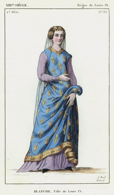Siglo XIII, Reinado de Luis IX, Blanca, Hija de Luis IX (grabado en color) de French School