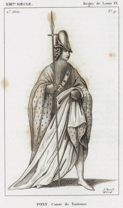 XIII Siglo, Reinado de Luis IX, Pont, Conde de Toulouse (grabado) de French School