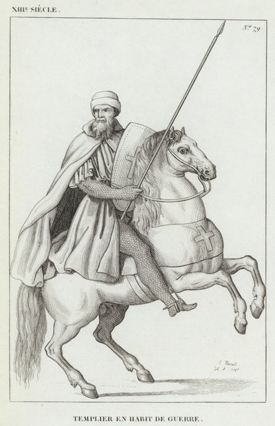 XIII Siglo, Templario en Traje de Guerra (grabado) de French School