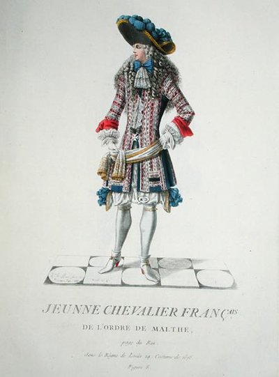 Joven Caballero de la Orden de los Caballeros de Malta en 1678, ilustración de 