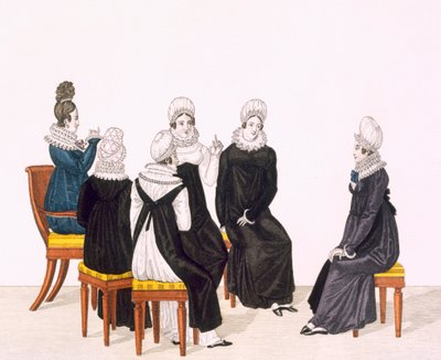 Mujeres jóvenes charlando, c. 1820 de French School