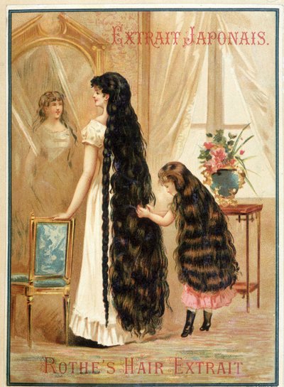 Mujer joven y su niña con el pelo muy largo y abundante - anuncio de Rothe