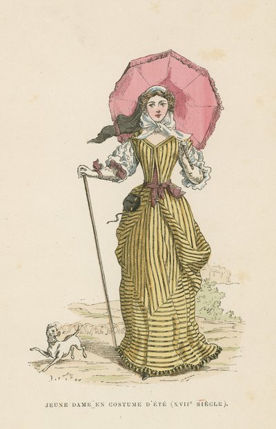 Joven mujer en vestido de verano, siglo XVII de French School