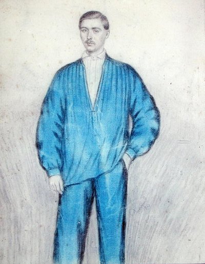 Joven obrero con mono de French School