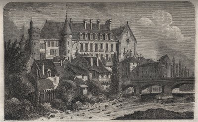 Castillo de La Palice comuna de Lapalisse, en el departamento de Allier, - grabado en 