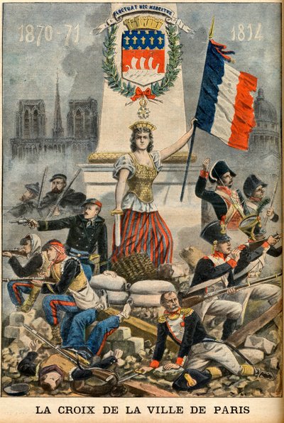 fluctuat nec mergitur - La Cruz de la ciudad de París se introduce en el escudo de armas de París, ilustración del periódico inglés “Le Petit Journal” 5 de mayo de French School
