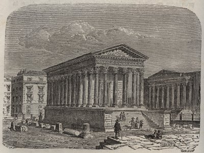 Maison Carrée de Nimes - Francia, Languedoc-Rosellón, Gard - grabado en “Histoire de France” por Victor Duruy (1811-1894) - 1882 de French School