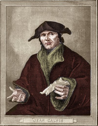 Retrato de Jean Calvin (1509-1564), reformador religioso y escritor francés. de French School