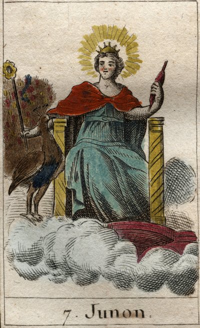 Representación de Juno, reina de los dioses y del cielo, hermana y esposa de Júpiter. De “Mitología de la juventud” por Pierre Blanchard 1803 de French School