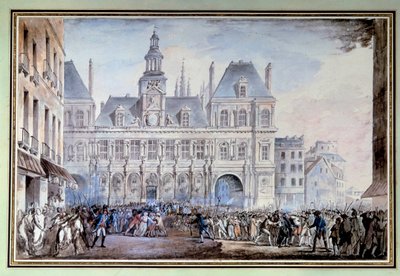 Vista de la Place de Greve el 14 de julio de 1789. Place de Greve en París (actual Place de l