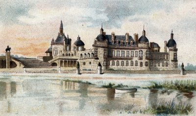 Vista del castillo de Chantilly (Oise) de French School