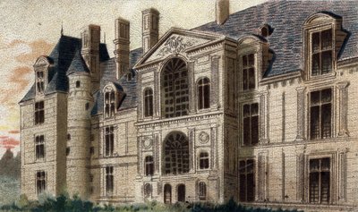 Vista del castillo de Egouen (Sena y Oise) de French School