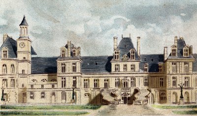 Vista del Castillo de Fontainebleau (Sena y Marne) de French School
