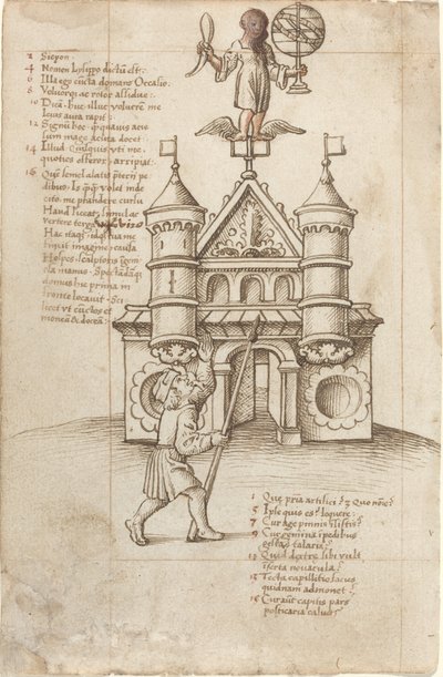 La Estatua de la Oportunidad y el Transeúnte [fol. 8 recto] de French early 16th Century