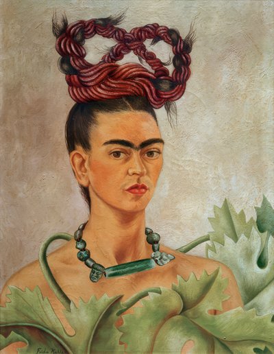 Autorretrato con Plat de Frida Kahlo