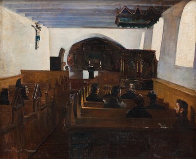 Un servicio religioso en la isla de Mors, Jutlandia de Fridolin Johansen