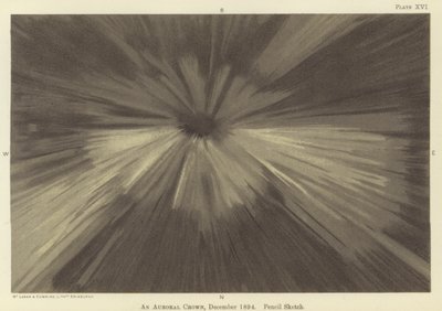 Una corona auroral, diciembre de 1894, boceto a lápiz de Fridtjof Nansen
