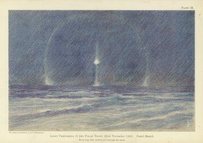 Fenómenos de luz en la noche polar, 22 de noviembre de 1893, boceto pastel de Fridtjof Nansen