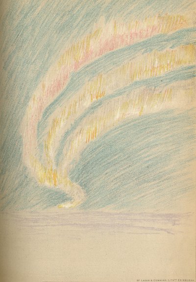 Corrientes de la aurora boreal, 28 de noviembre de 1893. Boceto en pastel, 1893 de Fridtjof Nansen
