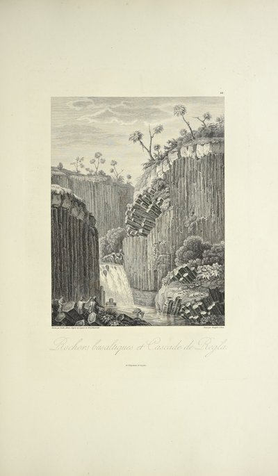 Rocas de basalto y la Cascada de Regla, ilustración de 