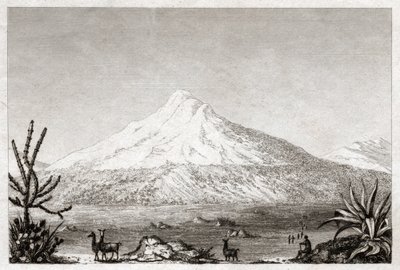 Volcán Chimborazo (grabado, ca. 1840) de Friedrich Alexander Baron von (after) Humboldt