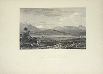 Pirámide de Cholula, dibujada por Gmelin, ilustración de 