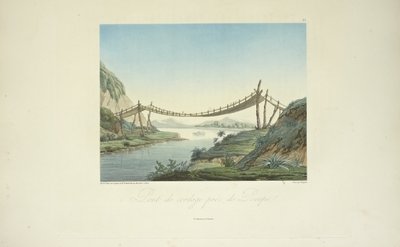 Puente de cuerda cerca de Penipe, dibujado por Marchais, grabado por Bouquet, ilustración de 