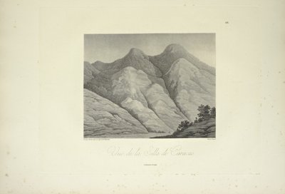 Vista de la Silla de Caracas, dibujada por Marchais, grabada por Bouquet, ilustración de 