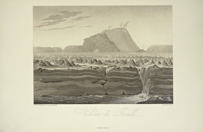 Volcán de Jorullo, dibujado por Gmelin, ilustración de 