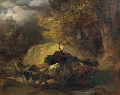 Después de la cacería (regresando de la cacería de ciervos) de Friedrich August Mathias Gauermann