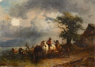 estanque de caballos de Friedrich August Mathias Gauermann