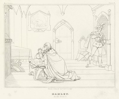 Hamlet, Acto III, Escena 3 (grabado) de Friedrich August Moritz Retzsch