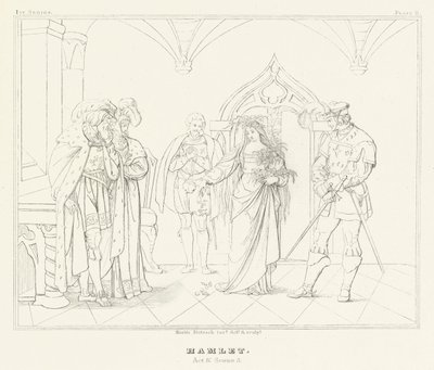 Hamlet, Acto IV, Escena 5 (grabado) de Friedrich August Moritz Retzsch