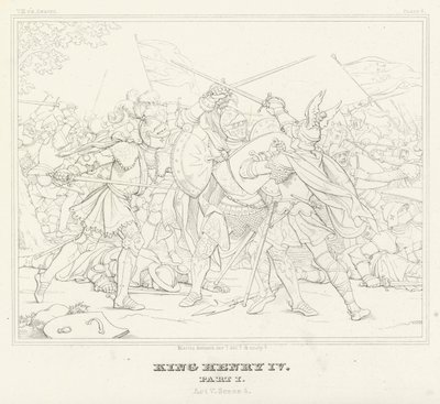Rey Enrique IV, Parte I, Acto V, Escena 4 (grabado) de Friedrich August Moritz Retzsch