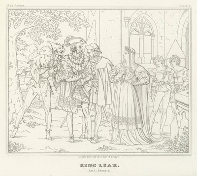 Rey Lear, Acto I, Escena 4 (grabado) de Friedrich August Moritz Retzsch