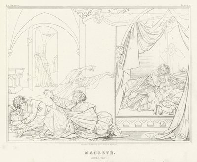 Macbeth, Acto II, Escena 1 (grabado) de Friedrich August Moritz Retzsch