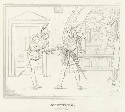 Otelo, Acto III, Escena 3 (grabado) de Friedrich August Moritz Retzsch