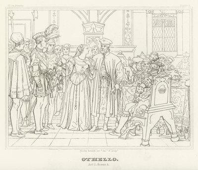 Otelo, Acto I, Escena 3 (grabado) de Friedrich August Moritz Retzsch